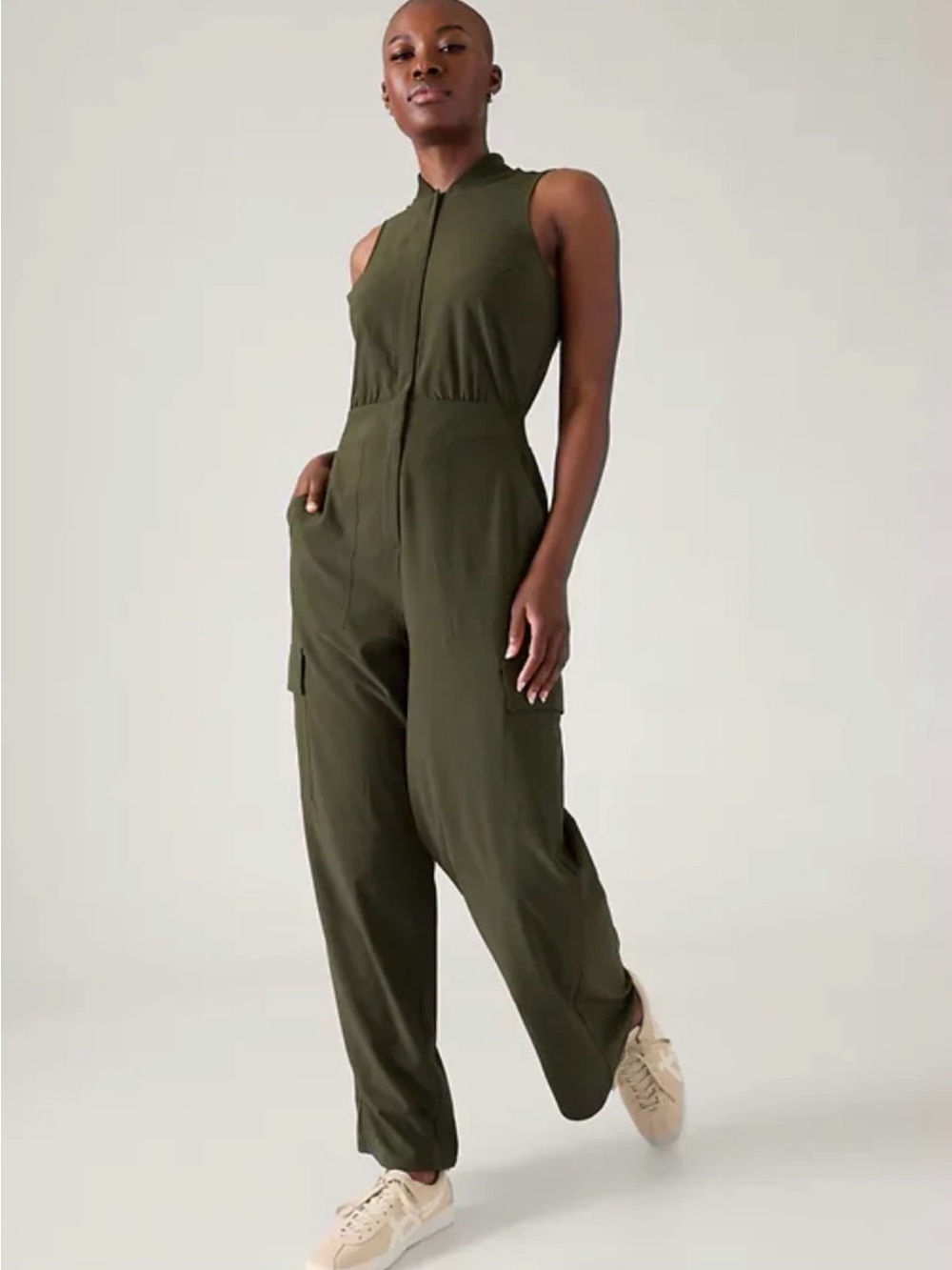 Athleta Brooklyn Utility Jumpsuit Aspen Olive Green Size 2 NWOT